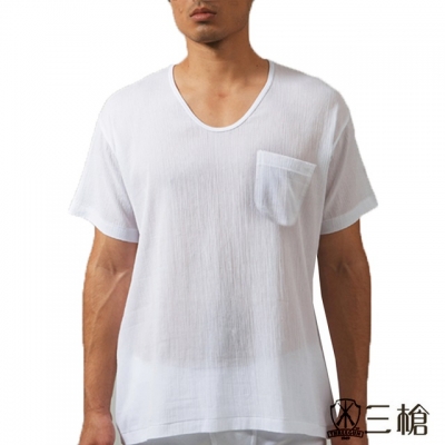 三槍牌 時尚型男縐縐布短袖衫(3件組M~XL)