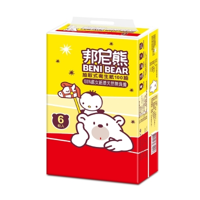 【BeniBear邦尼熊】抽取式衛生紙100抽6包10袋