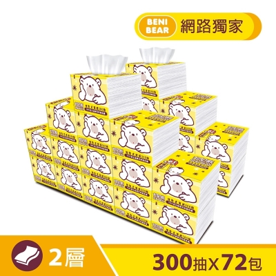 【BeniBear邦尼熊】抽取式柔式紙巾300抽x72包/箱