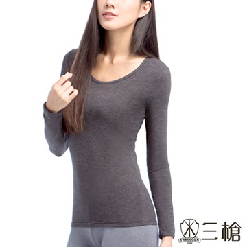 【三槍牌】時尚經典女圓領Q-HEAT超彈性後織保暖長袖發熱衣 2件組(黑、蜜棗紫-顏色隨機出貨)