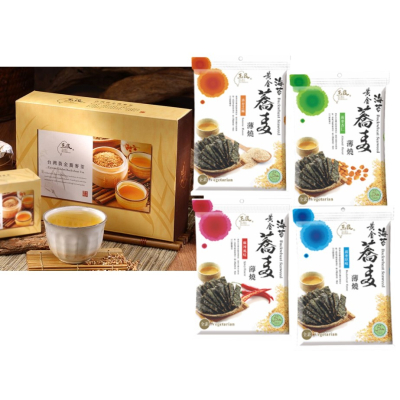 【台灣黃金蕎麥】豪華點心組 (黃金蕎麥茶1盒+黃金蕎麥海苔薄燒4包)