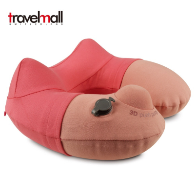【金石堂書店】Travelmall 3D手動旅行充氣枕-粉色(SW99001)