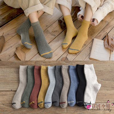 【崔可小姐】日系情侶襪/棉質保暖中筒襪3雙組【OC0002】