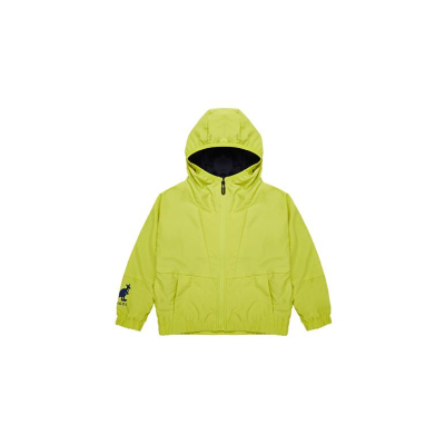 【CACO】童裝 背圖文字風衣外套-黃綠