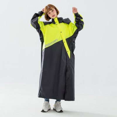 【比帽王】BrightDay X武士斜開連身式雨衣 黑螢光黃 雨衣 連身雨衣 一件式