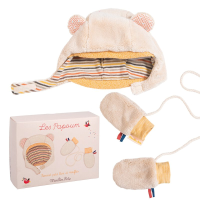 【法國 Moulin Roty】Papoum 寶寶帽子手套禮盒組 (6~12個月)