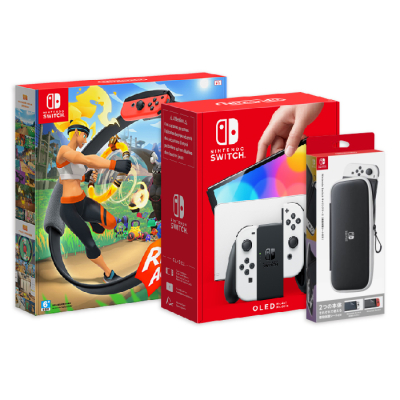 【NS】Nintendo Switch OLED 主機 白白/紅藍 +健身環組合 +原廠配件包 (電力加強版台灣公司貨)(主機+遊戲片+周邊)