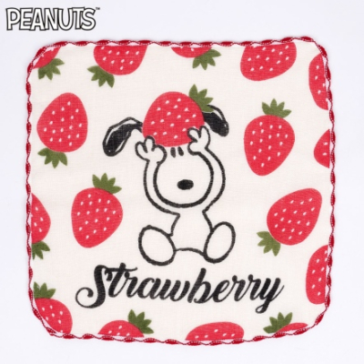 【PEANUTS】史努比手舉草莓小方巾
