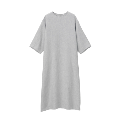 【MUJI 無印良品】女法國亞麻水洗七分袖洋裝-三色 (BCL47A2S)