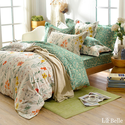 【格蕾寢飾】義大利La Belle《綠野青青》純棉防蹣抗菌吸濕排汗兩用被床包組
