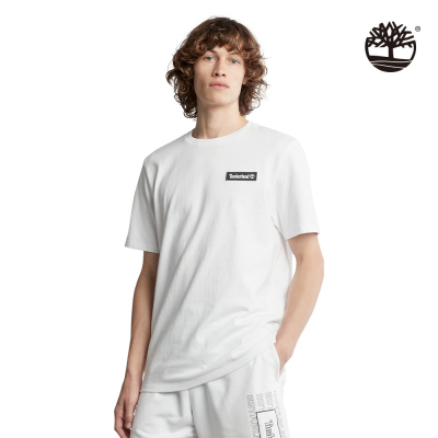 【Timberland】中性白色厚磅LogoT恤|A26S7100