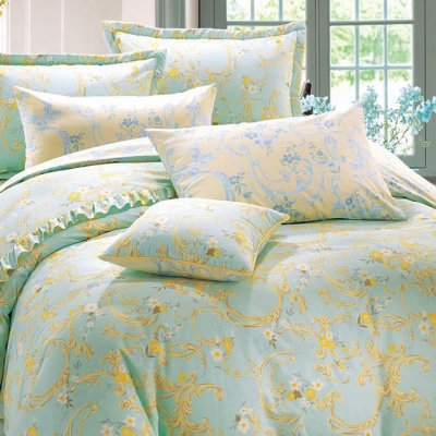 【寢室物語】蒙麗莎綠色美國棉七件式床罩組