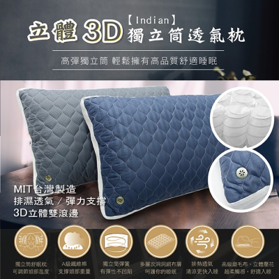 【INDIAN】立體3D獨立筒透氣枕(2顆)