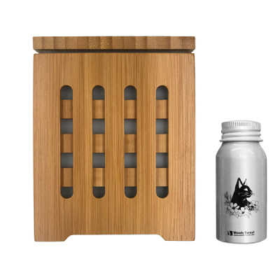 【木雕森林】水氧機組合-方形竹編+綠茶30ml精油補充瓶乙瓶
