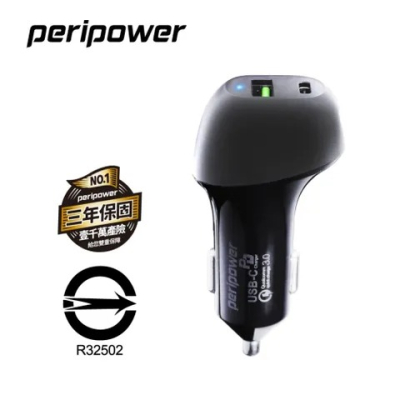 【peripower】極速 Type-C PD+QC3.0 雙USB車用快充／PS-U16
