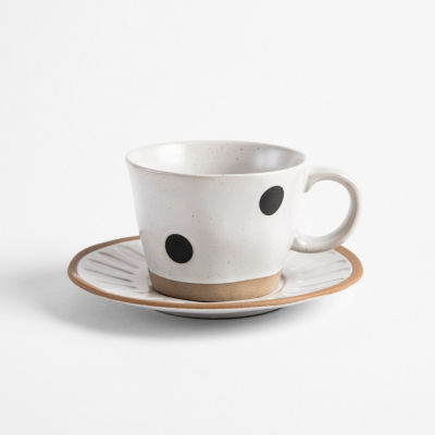 【HOLA Petite】 芸點陶瓷咖啡杯盤組 白