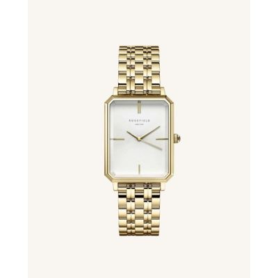 【Rosefield】The Elles-金色長方形殼白面金鐵帶腕錶