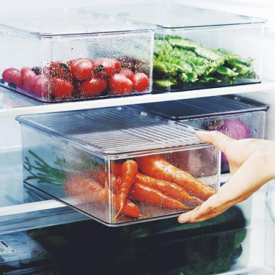 【日本霜山】掀蓋式層疊PET耐凍冰箱蔬果生鮮收納盒-3入