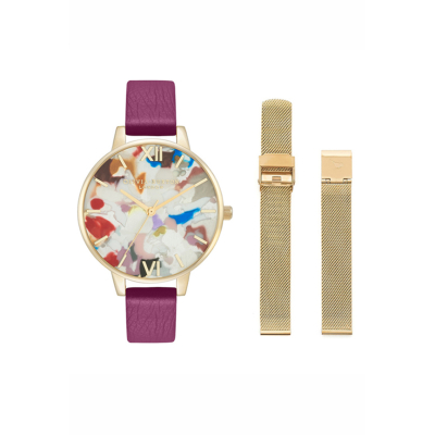【PAIDEL派迪爾鐘錶】Olivia Burton POP ART幾何色彩皮革&不鏽鋼米蘭帶套組