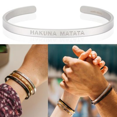【MANTRABAND】 Hakuna Matata 無憂無慮 寬版 男款手環