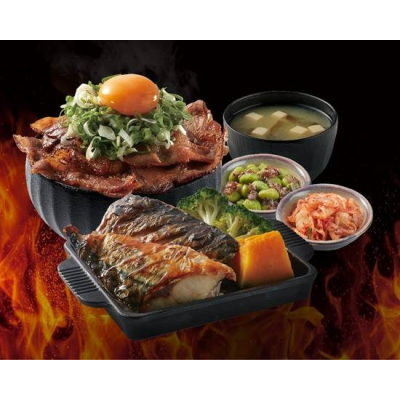 【開丼】醬燒鯖魚鐵板x日出燒肉丼套餐_限南港車站自取