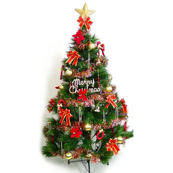 【摩達客】台灣製15尺/15呎(450cm)特級綠松針葉聖誕樹 (+紅金色系配件組)(不含燈)本島免運費(YS-GPT015001)