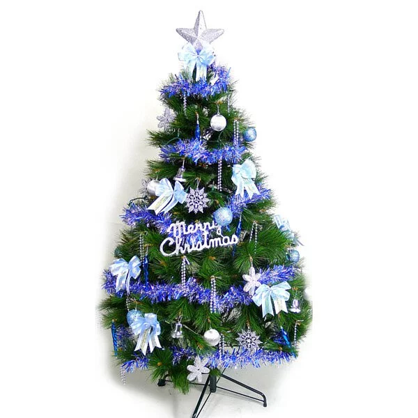 【摩達客】台灣製15尺/15呎(450cm)特級綠松針葉聖誕樹(+藍銀色系配件組)(不含燈)本島免運費(YS-GPT015002)