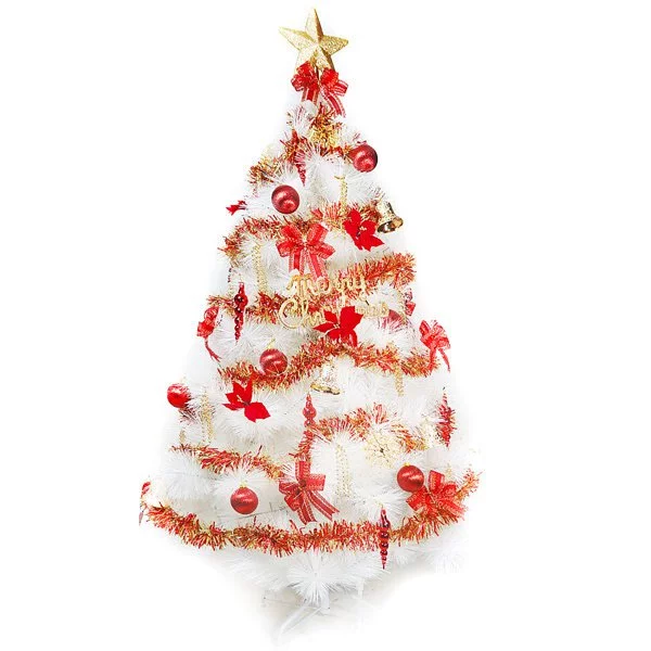 【摩達客】台灣製15尺/15呎(450cm)特級白色松針葉聖誕樹 (紅金色系配件)(不含燈)本島免運費(YS-WPT015001)