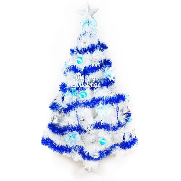 【摩達客】台灣製15尺/15呎(450cm)特級白色松針葉聖誕樹 (藍銀色系配件)(不含燈)(本島免運費)(YS-WPT015002)