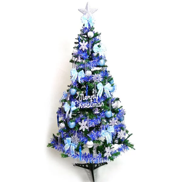 【摩達客】幸福5尺/5呎(150cm)一般型裝飾綠聖誕樹 (+藍銀色系配件)(不含燈) (YS-GTC05004)