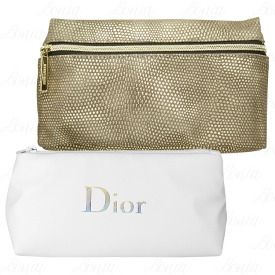 Dior 迪奧 乳白空氣筆袋包(銀字)+ESTEE LAUDER 雅詩蘭黛 白金化妝包(正貨)