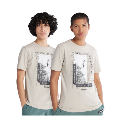 【TIMBERLAND】中性島嶼化石灰有機棉厚磅經典印花短袖T恤|A5VNWCY2