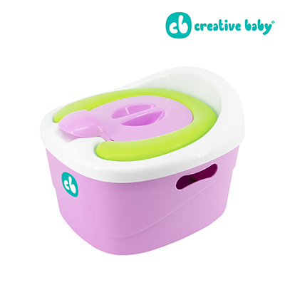 【美國 Creative Baby】創寶貝 多功能三合一學習軟墊馬桶-紫色