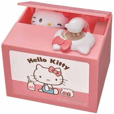 Hello Kitty 硬幣存錢筒 三麗鷗 凱蒂貓 儲金箱 扒手錢幣桶 偷錢存錢筒 偷錢撲滿