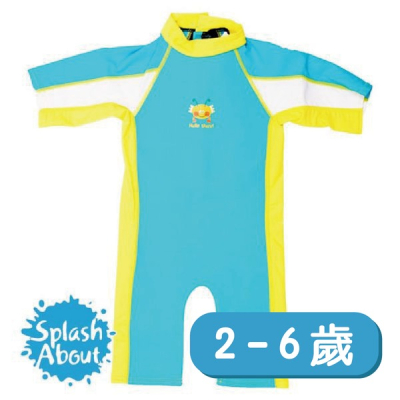 【Splash About 潑寶】UV Combie 兒童防寒泳裝 - 水藍/水族剪影 2-4歲