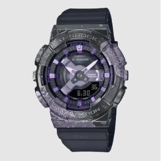 【CASIO】G-SHOCK 40週年 冒險者寶石系列金屬礦石設計雙顯錶-礦石紫GM-S114GEM-1A2