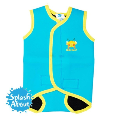 【Splash About 潑寶】BabyWrap 包裹式保暖泳衣 - 水藍/水族剪影 S 號