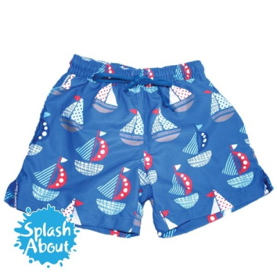 【Splash About 潑寶】BOARD SHORTS  普普風帆船－兒童海灘褲  1-2歲