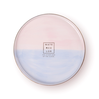 【生活工場】Hiromimi金邊陶瓷圓盤-大 +Hiromimi北歐陶瓷碗-藍/粉擇一