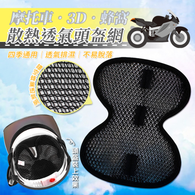 摩托車3D蜂窩散熱透氣頭盔網(超值2入) 機車安全帽墊 頭盔墊 安全帽散熱墊