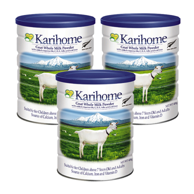 【Karihome 卡洛塔妮】紐西蘭成人高鈣羊奶粉 400g x 3罐組_甜蜜家族