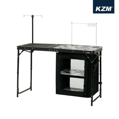 【KAZMI】KZM 豪華型鋼網行動廚房桌含收納袋(鋼網系列)  
