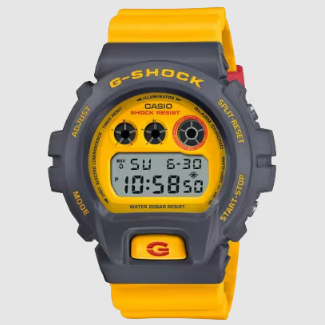 【CASIO 卡西歐】G-SHOCK 復古質感90年代原始色彩電子錶-灰黃DW-6900Y-9