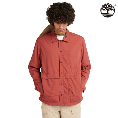 Timberland 男款醬紅色防潑水二合一襯衫外套|A6RDHDH9