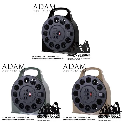 【ADAM】3座2孔輪座 插座 延長線-12M / 收納包