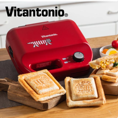 【日本Vitantonio】小V多功能計時鬆餅機 熱情紅貓咪 VWH-50B-LS
