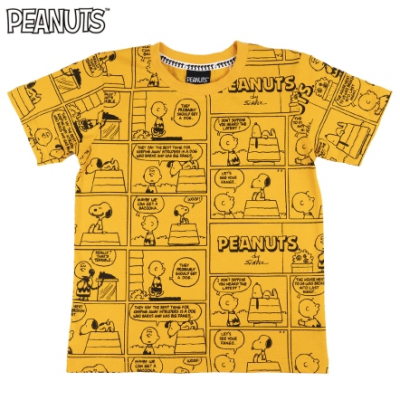【PEANUTS】史努比漫畫格童短袖圓領T(120~150碼)  黃