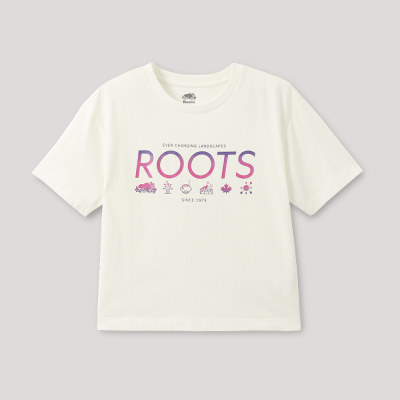 【Roots】女裝-宇宙探索系列 元宇宙短袖T恤 白