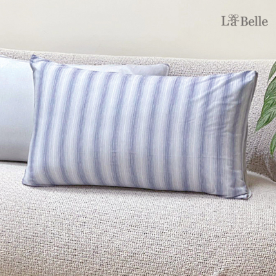 【La Belle】義大利La Belle《極簡線條》超COOL超涼感信封枕套__2入-藍x灰