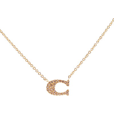 【COACH】C Logo水鑽項鍊(金色)